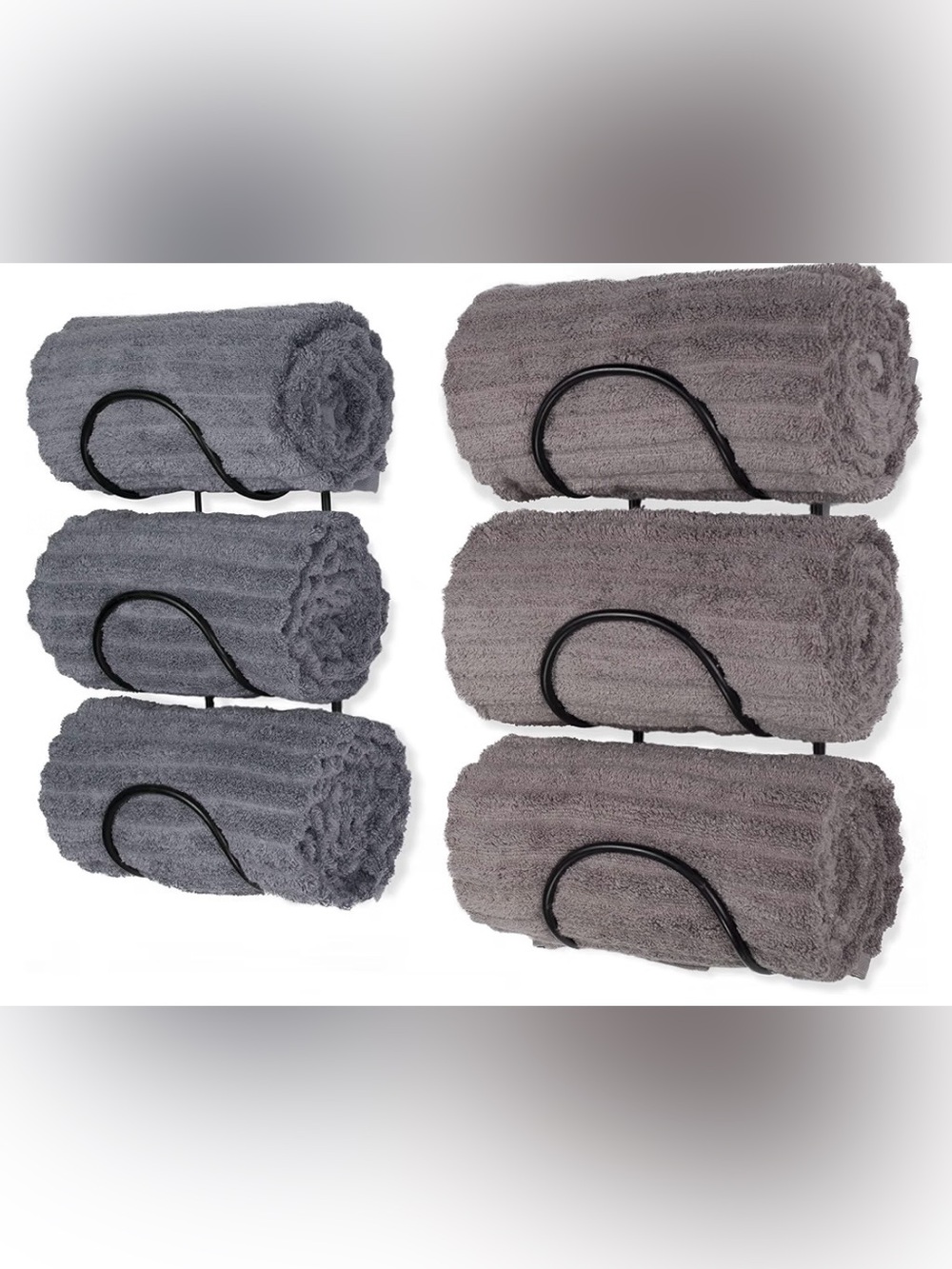 Wallniture Gray Metal Wall Towel Racks. 3 Rungs Each.